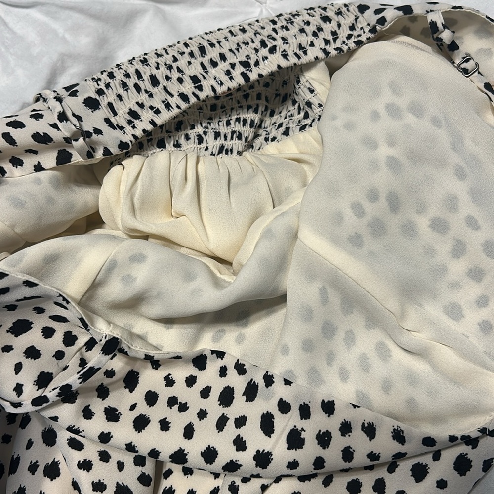 GB Medium Juniors Strappy White Cream Polka Dot Dress Mini Dress - Picture 9 of 16